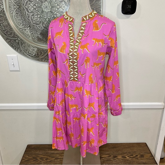 NWT $365 Sheridan French Abigail dress in pink cheetah – Size M - Picture 3 of 12